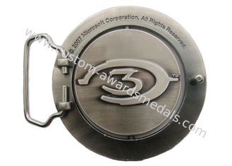 Zinc Alloy Metal Custom Made Buckles / Mirosoft Belt Buckle with Antique Nickel Plating, Flat or Curved Back