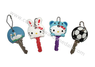 Hello Kitty Cartoon Key Cover, Personalized Soft PVC Keychain With Ball Chain