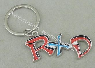 Zinc Alloy Synthetic Enamel Promotional Keychain Die Casting Silver RXD Key Ring