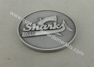 Customized Die Cast Medals With Antique Silver Plating , 3D School Awards Medals
