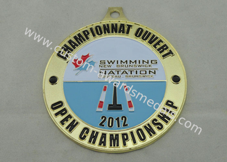 Swimming New Brunswick Enamel Medal , Gold Plating , Erosion On Both Sides