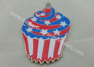 2.0mm Colorful Cupcake Enamel Medal , Glitter Filled And Gold Plating