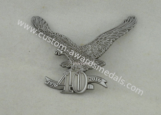 Customized Zinc Alloy 3D Military Emblem , Antique silver Police Pin Badge