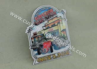 Brass Stamped Soft Magnet Fridge Souvenir Badge , Customized Metal Car Emblem