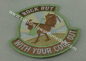 Binding Edge Woven Custom Embroidery Patches / Rock Out Patch Badges
