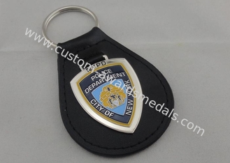 1.5 mm Personalized Leather Keychains , City NY Leather Key Chain With Nickel Plating