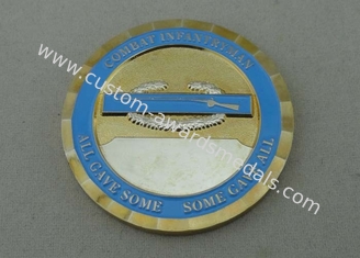 Brass Two Tones Plating custom military coins soft enamel For Combat Infantryman