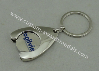 Token Holder Promotional Keychain Zinc Alloy Die Casting Soft Enamel With Silver Plating