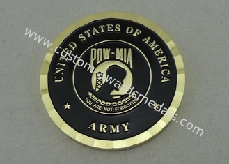 Gold 2.0 Inch Personalized Coins , Brass POW MIA Coin You Are Not Forgotten