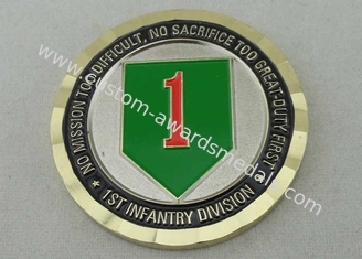 Soft Enamel Brass Personalized Coins , Two Tones Metal Colors US Army Division Coin