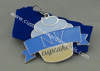 Die Casting Zinc Alloy Cup Cakes Medals Soft Enamel Nickel Plating With Ribbon