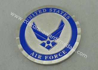Silver Proof Personalized Coins Brass Die Stamped Synthetic Enamel For Army