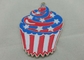 2.0mm Colorful Cupcake Enamel Medal , Glitter Filled And Gold Plating