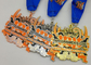 3 Inch Enamel Medal , Karate Awards Gold Medals With Full Printing Neck Ribbon